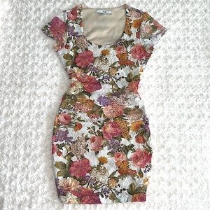 Forever 21 Floral Mini Dress Short Sleeve Mesh Fitted